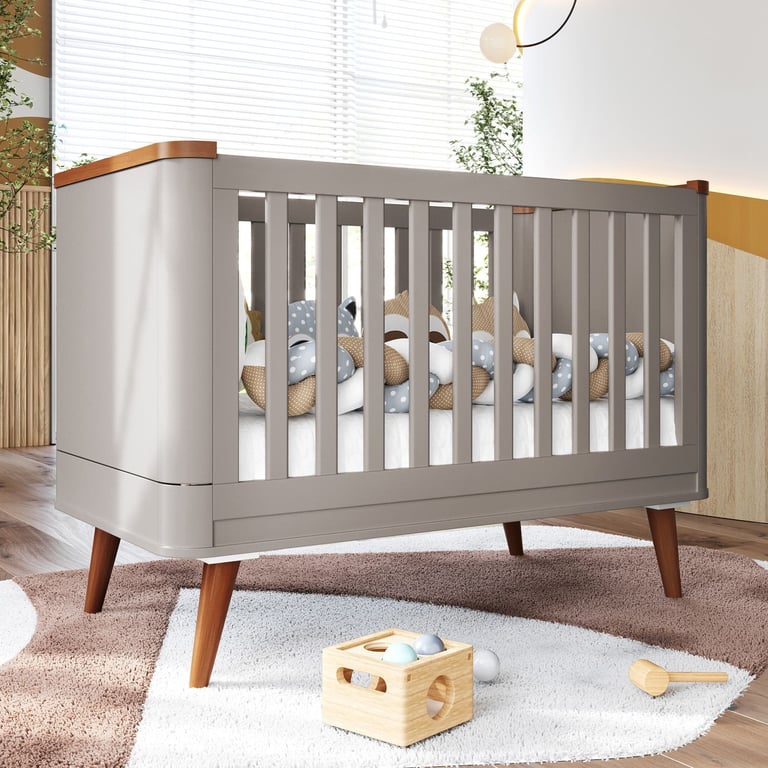 Berço Americano Branco Confort + Mini Colchão Brinde