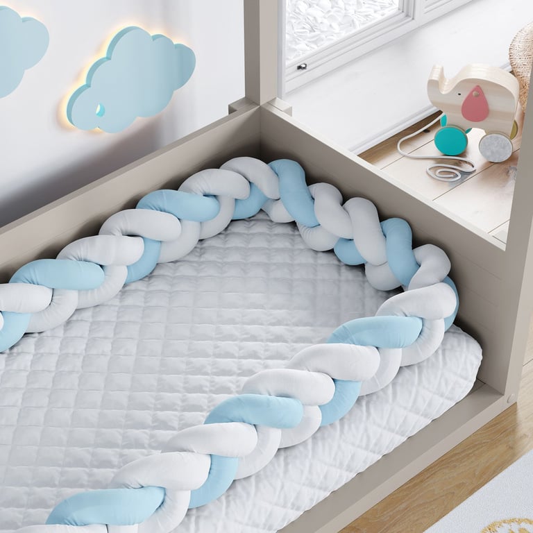 Trança Lateral Para Mini Cama Branco e Azul 4,32M