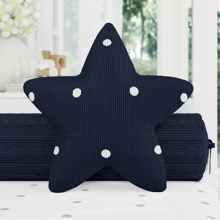 Almofada Estrela Tricot Poá Cinza 30cm