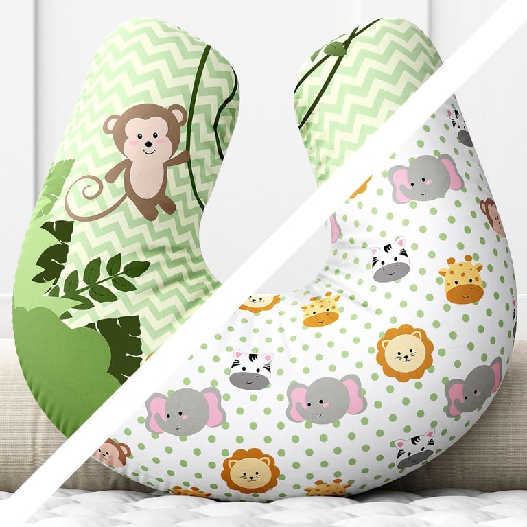 Almofada Amamentação Dupla Face Amiguinhos Safári Poá