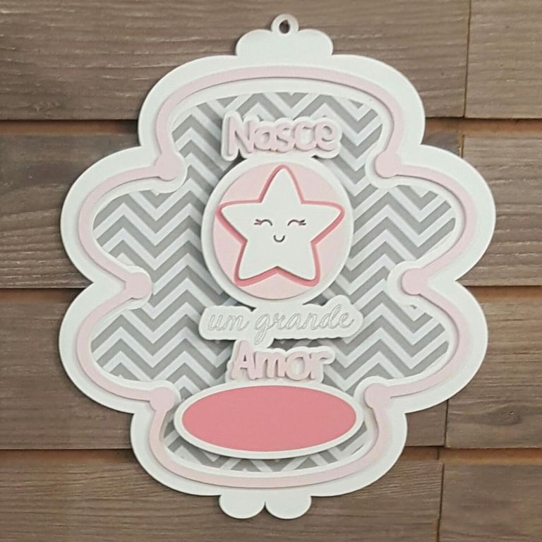 Porta Maternidade MDF Estrelinhas 3D