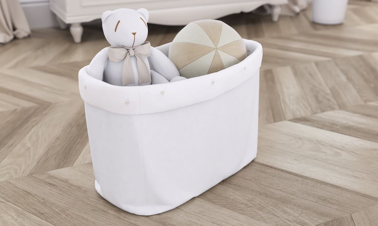 Cesto Organizador para Brinquedos Estrelinhas Bege 35cm
