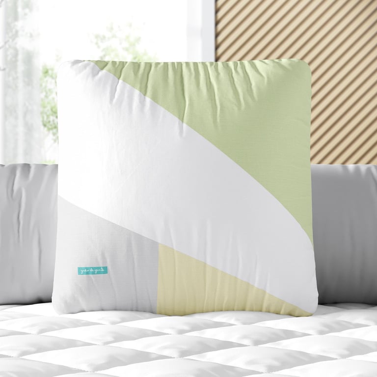 Almofada Quadrada Geométrico Verde, Amarelo e Cinza 30cm