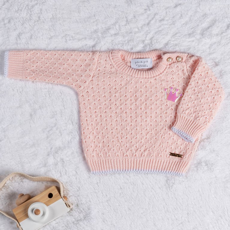 Casaquinho Tricot Realeza Rosa