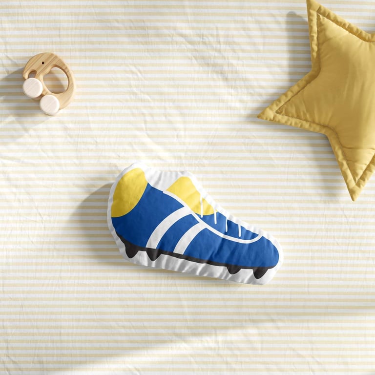 Almofada Chuteira de Futebol Azul e Amarelo