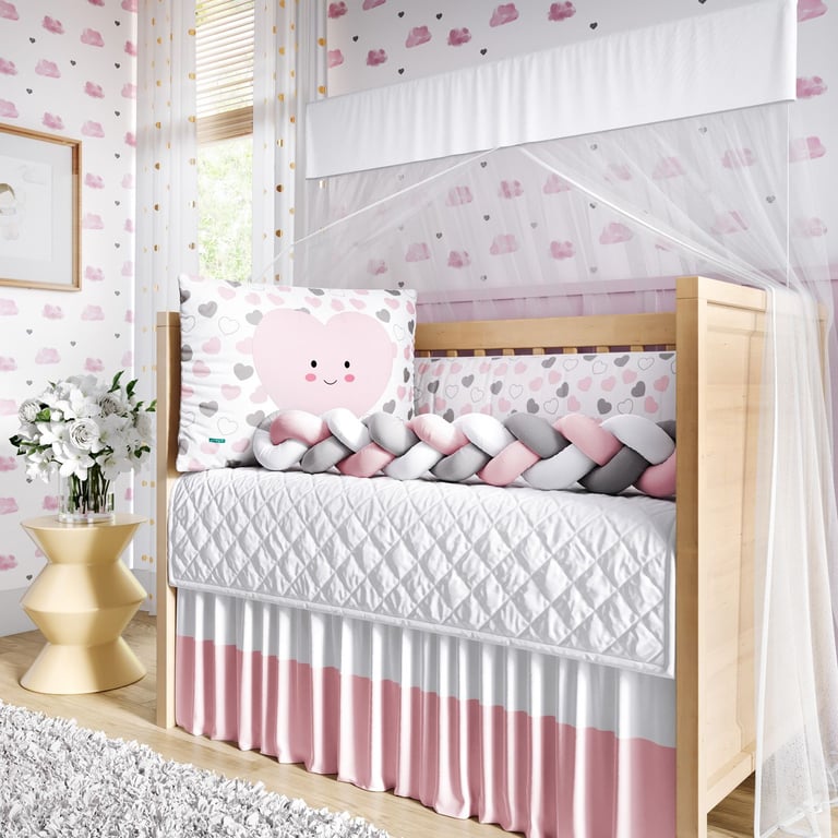 Kit Berço Trança Amor da Mamãe Rosa