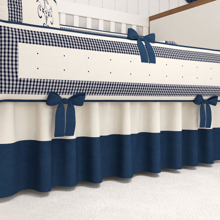 Saia de Berço Palha Barra Azul Marinho