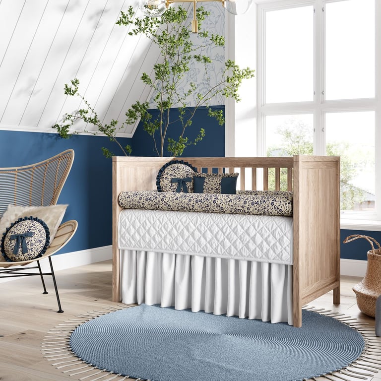 Kit Berço Rolinhos Floral Luxo Azul Marinho 8 Peças — vista alternativa