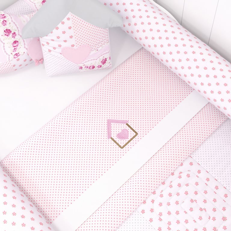 Jogo de Lençol Mini Cama Patchwork Rosa