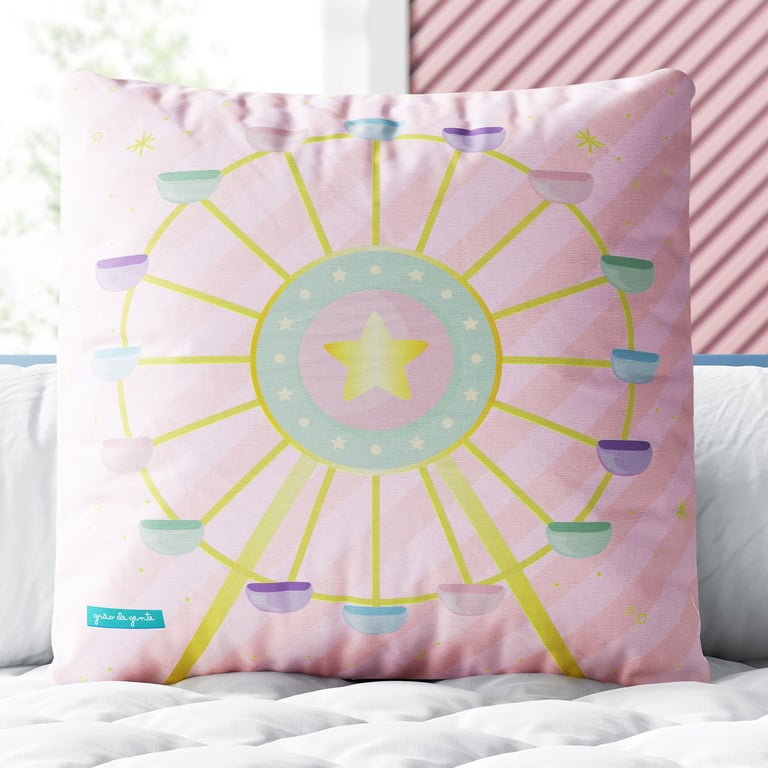Almofada Quadrada Roda Gigante Colorida 30cm