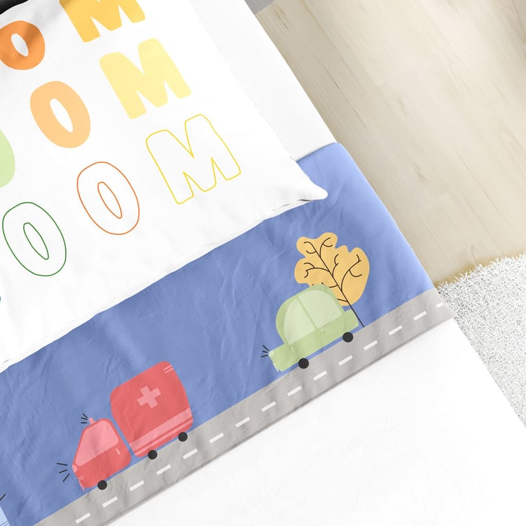 Jogo de Lençol Infantil Solteiro Carrinhos Vroom 3 Peças