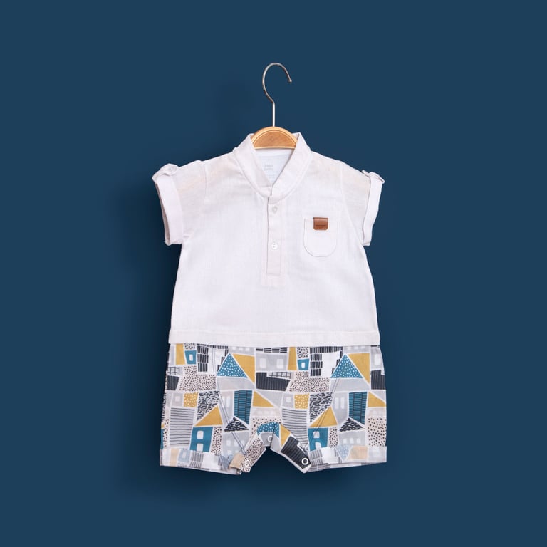 Macaquinho Bebê Polo Linho Branca P