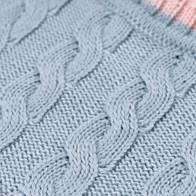 Saída Maternidade Tricot Trança Lacinho Azul e Rosa 02 Peças — vista alternativa