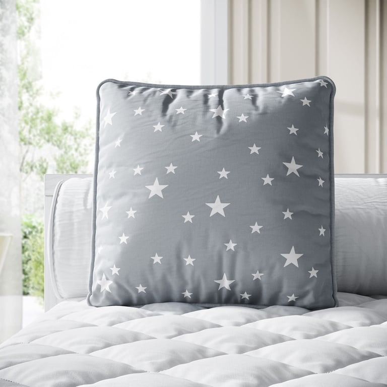 Almofada Quadrada Estrela Cinza 38cm