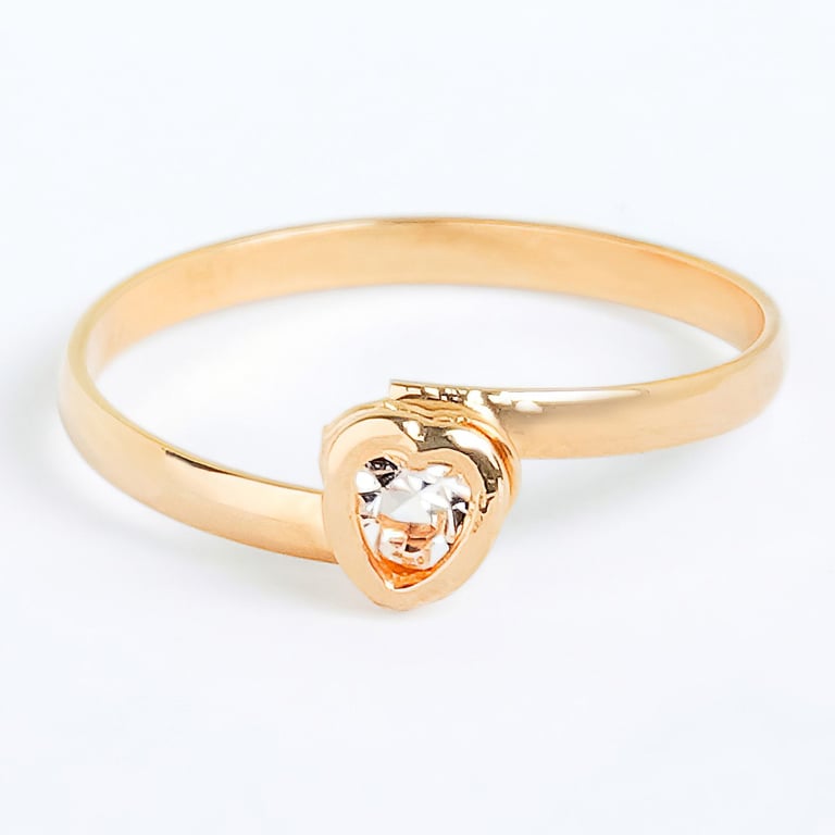 Anel Infantil Coração com Strass Ouro