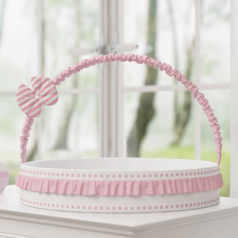 Cesta Lacinho Listrado Rosa