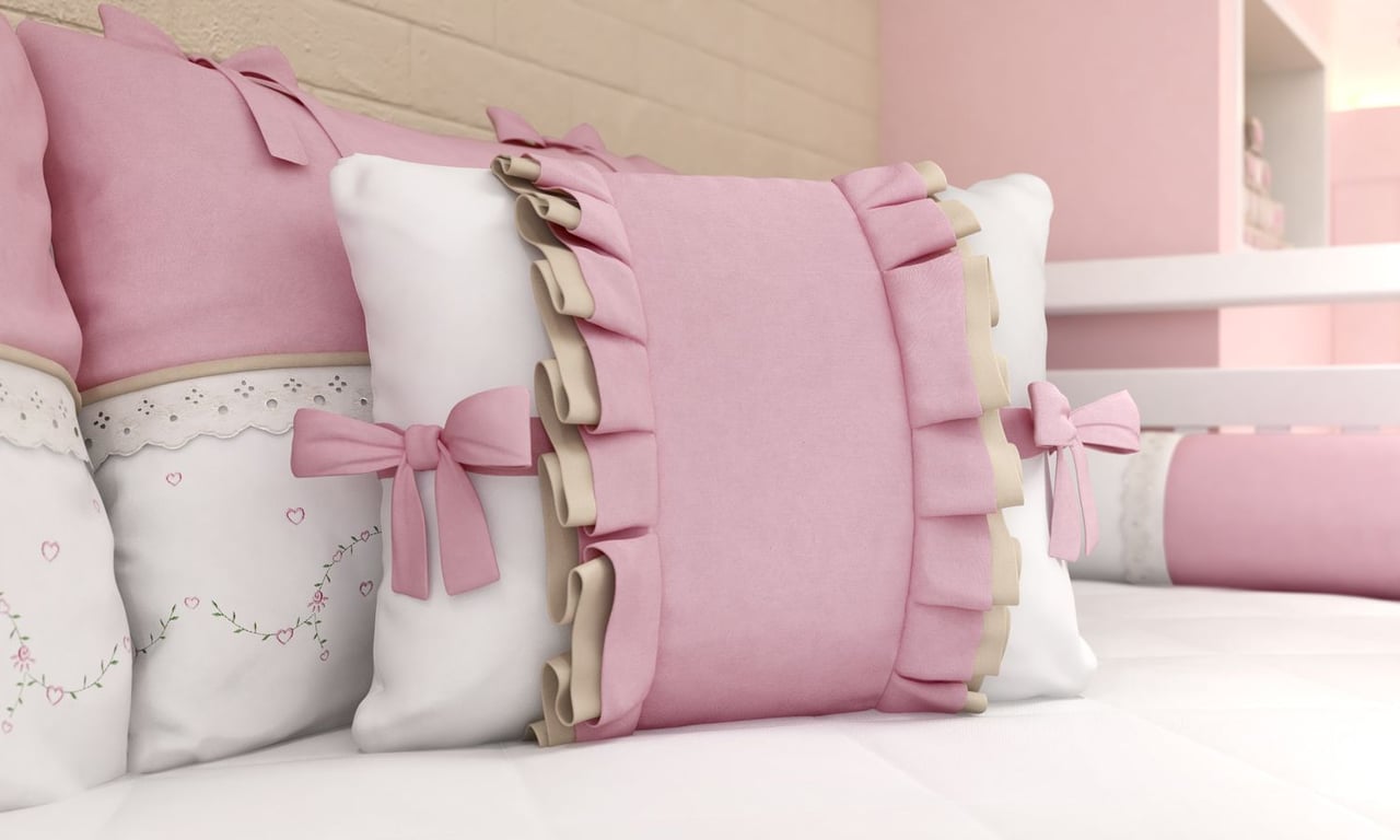 Almofada Retangular Laços Alice Rosa 43cm