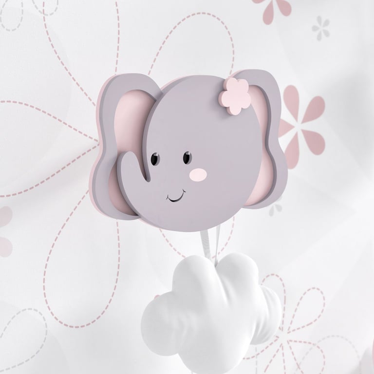 Cabideiro de Parede Elefante Rosa