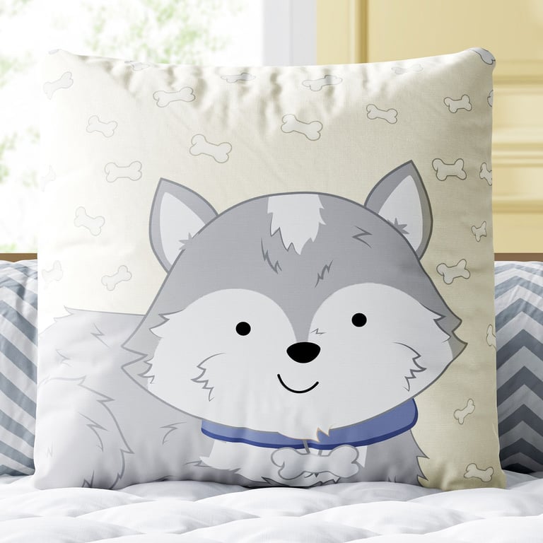 Almofada Quadrada Cachorrinho Cinza 30cm