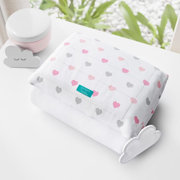 Trocador de Fraldas Portátil com Bolsos Corações 85x40cm