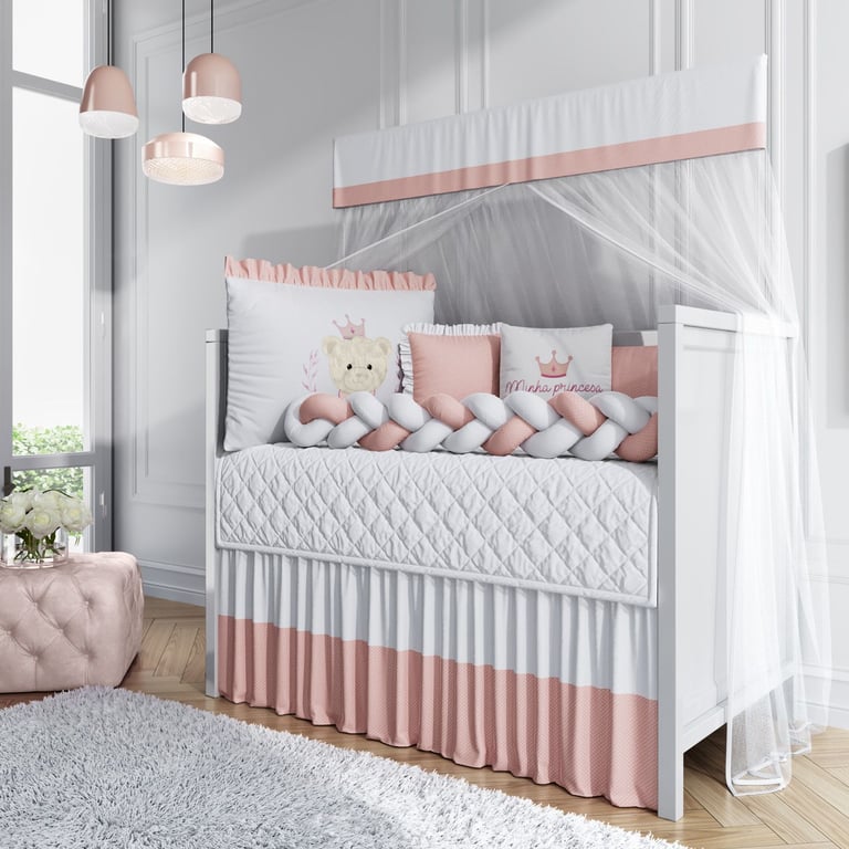 Kit Berço Trança Princesa Ursinha Rosé — vista alternativa