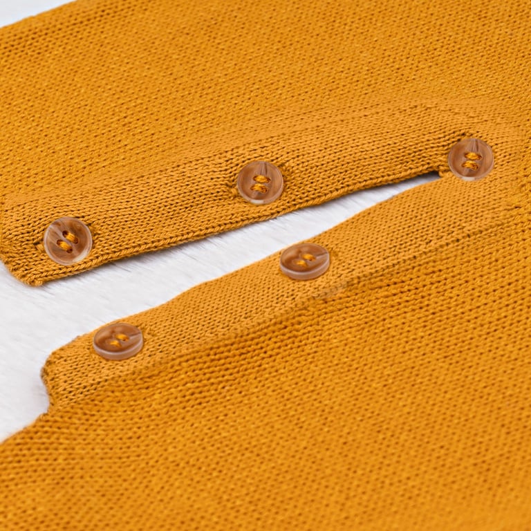 Saída Maternidade Tricot Listra Amarelo Mostarda e Marinho 03 Peças — vista alternativa