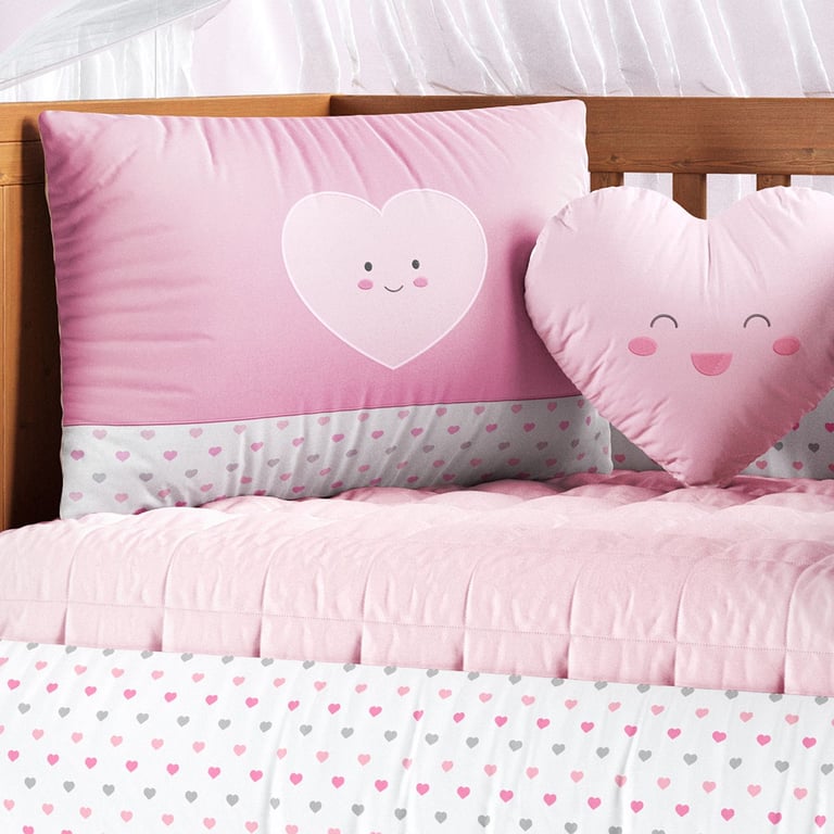 Kit Berço Corações Rosa