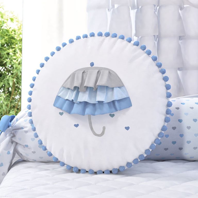 Almofada Redonda Pompom Guarda-Chuva 35cm