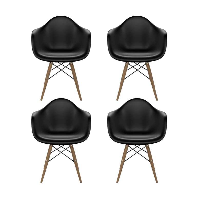 Kit Cadeira Eames Arm Preto 4 Peças