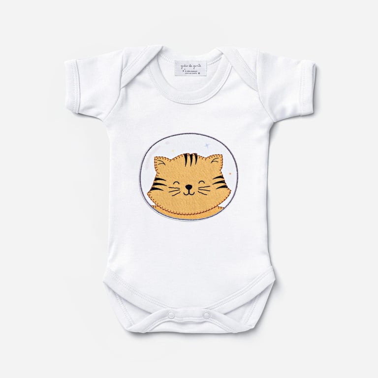 Body Manga Curta Gatinho Astronauta Tam P