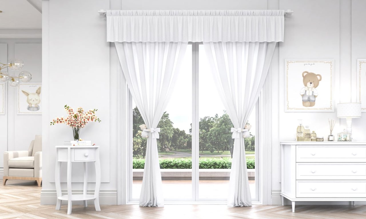 Cortina Luxo Bordado Branco 2,30m — imagem 1 de 4
