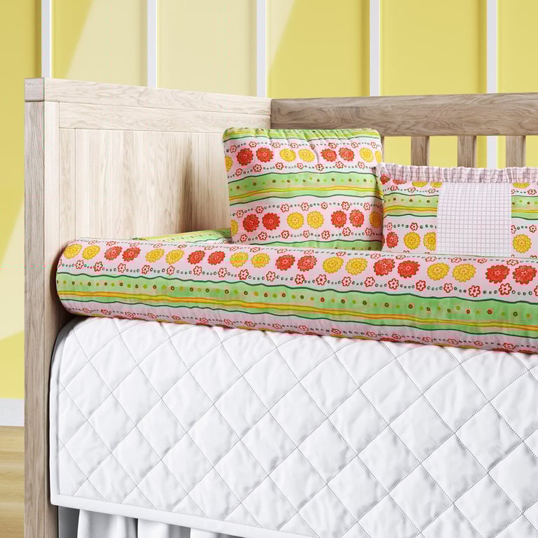 Kit Berço Rolinhos Floral Étnico 8 Peças