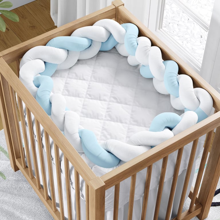 Trança Lateral Para Mini Berço Branco e Azul 2,28M