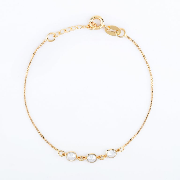 Pulseira Infantil Pontos de Luz com Zircônia e Ouro