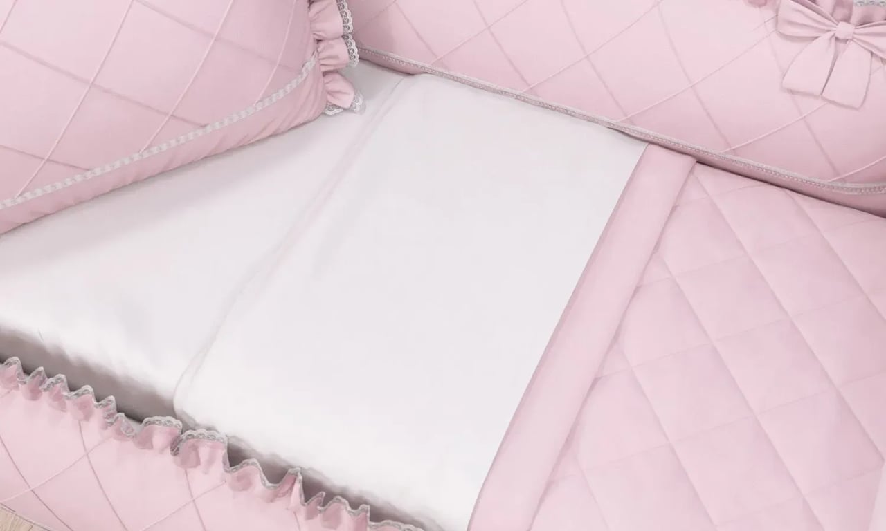 Jogo de Lençol Berço Rosa Clássico — vista alternativa