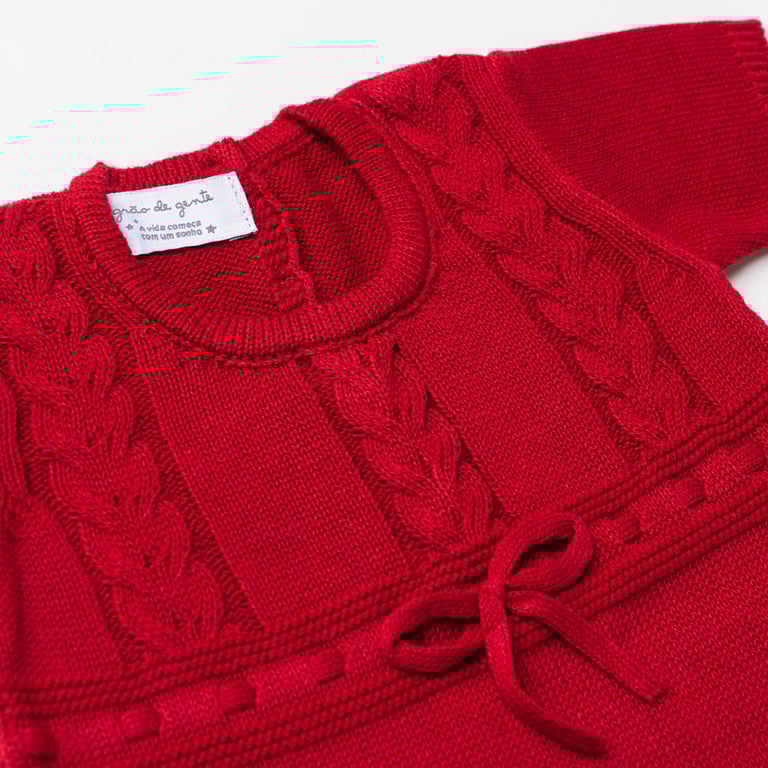 Macacão Tricot Tresse Vermelho Tam P — vista alternativa