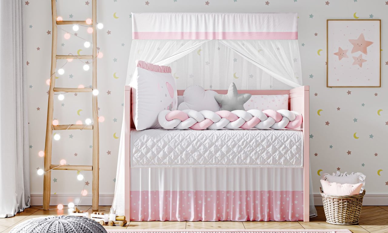 Kit Berço Trança Sonhe Alto Elefantinha Rosa — vista alternativa