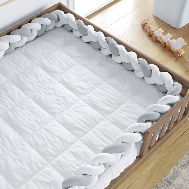 Trança Lateral Para Cama Montessoriana Casal Branco e Cinza 6,52M