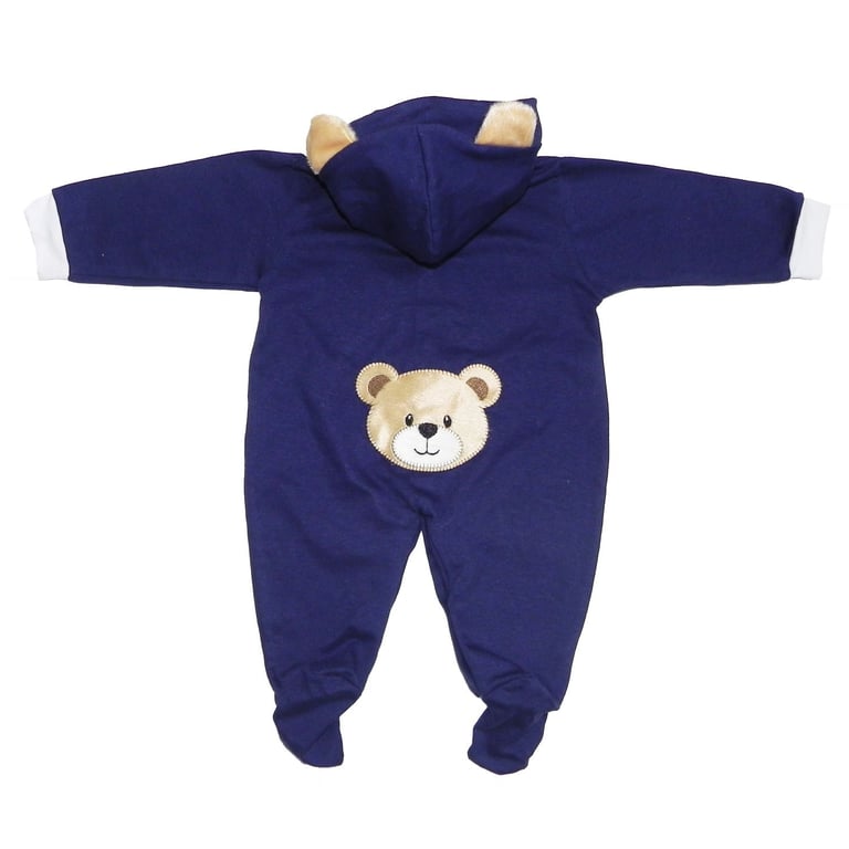 Macacão Bebê Manga Longa Urso Azul Marinho 9 a 12 Meses — vista alternativa