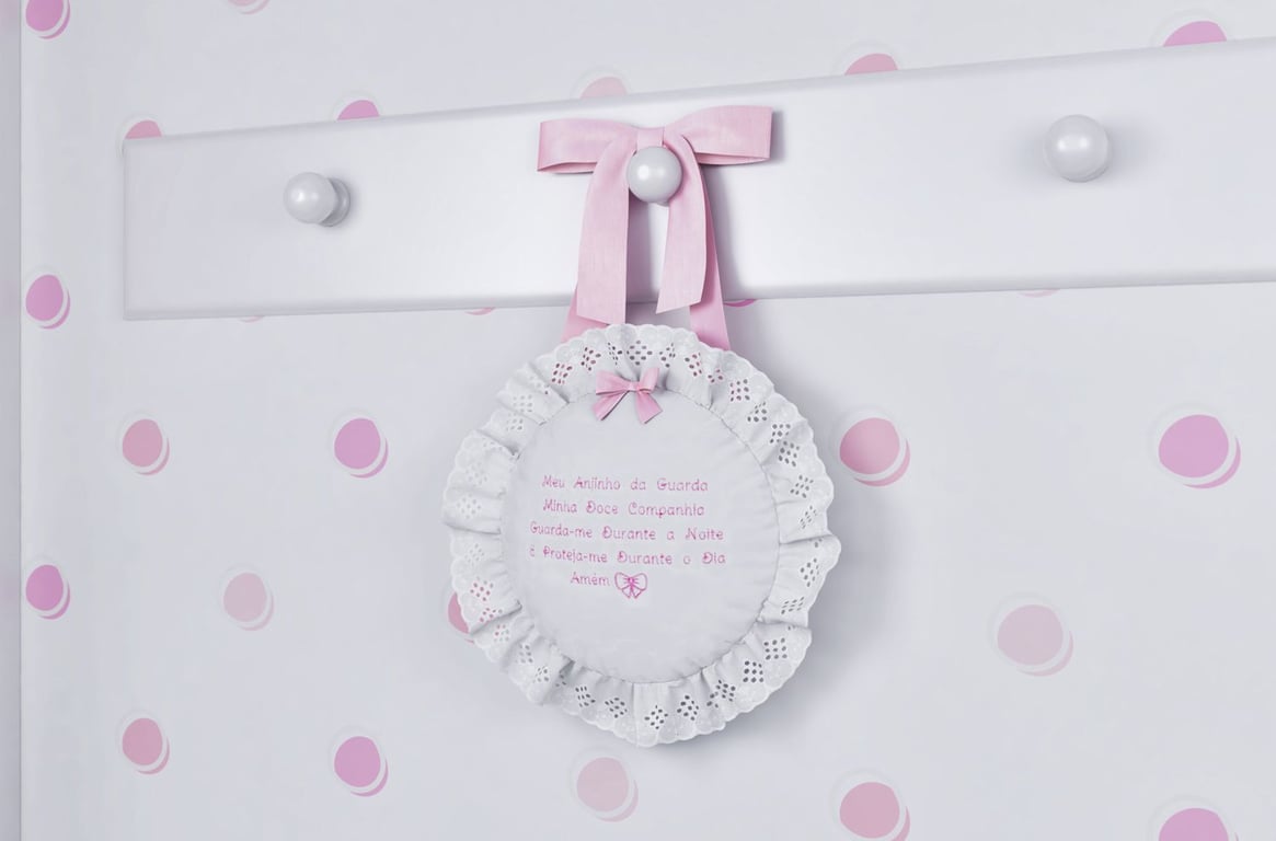 Medalhão Maternidade Anjinho da Guarda Rosa