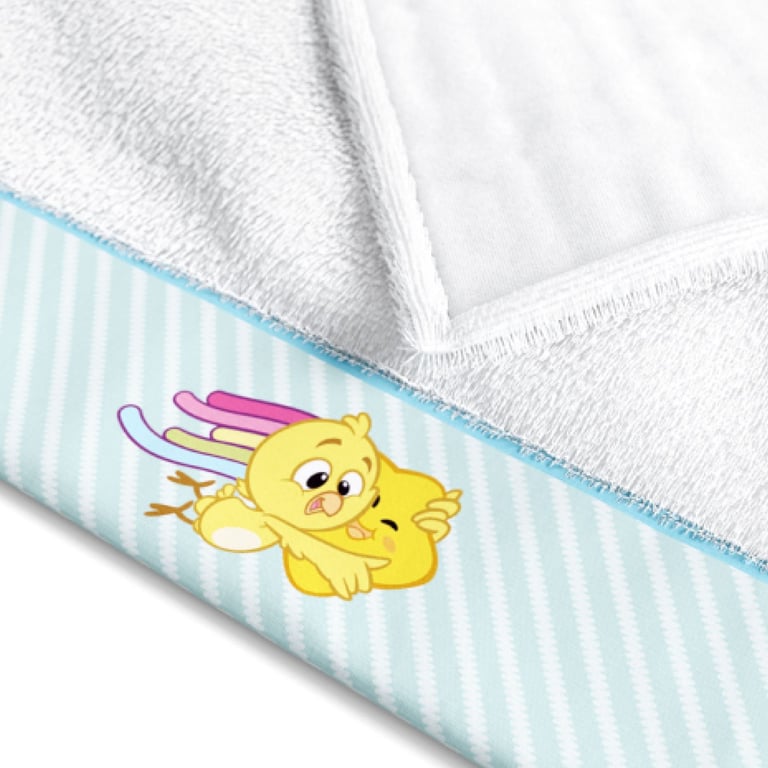 Toalha Fralda Pintinho Amarelinho Listra Azul 1,05M