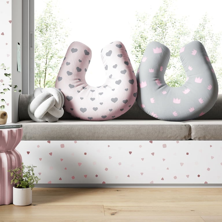 Almofada Amamentação Dupla Face Coroa Coração Rosa — vista alternativa