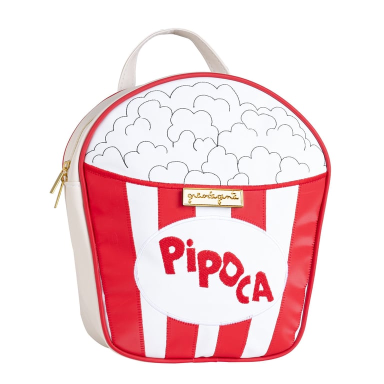 Mochila Infantil Pipoca Branco e Vermelho 27cm — vista alternativa