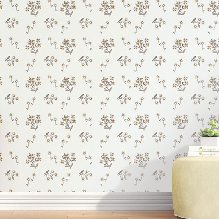Papel de Parede Flores do Campo Bege 3m