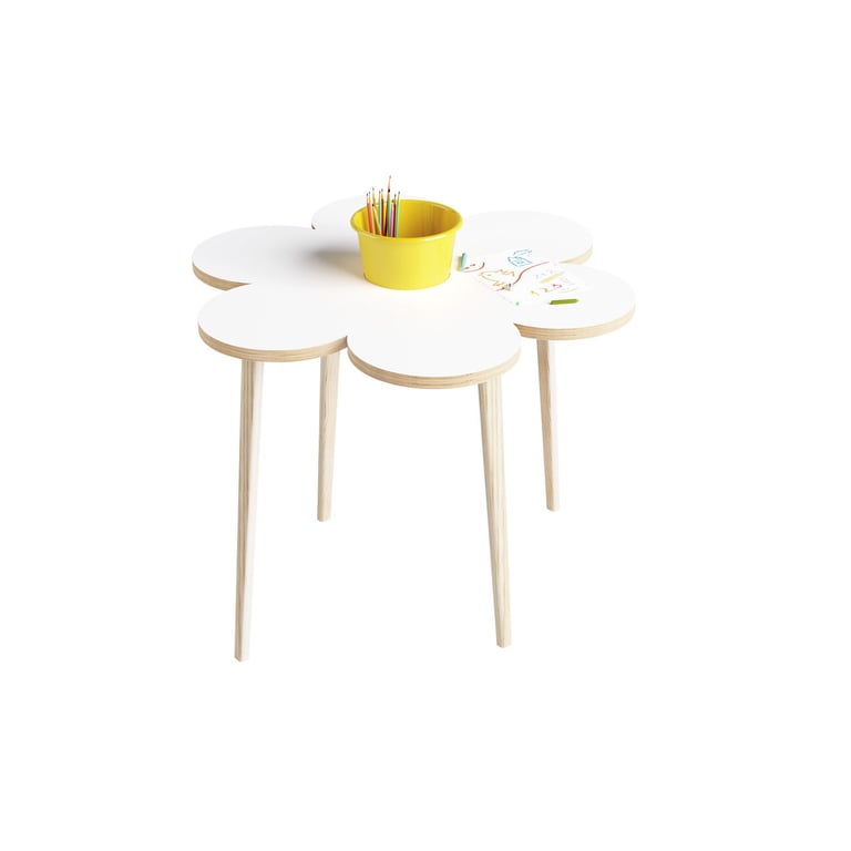 Mesa Infantil com Porta-Lápis Flor Branco