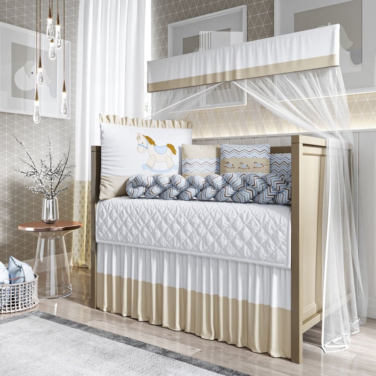 Kit Berço Trança Cavalinho Chevron Bege — vista alternativa