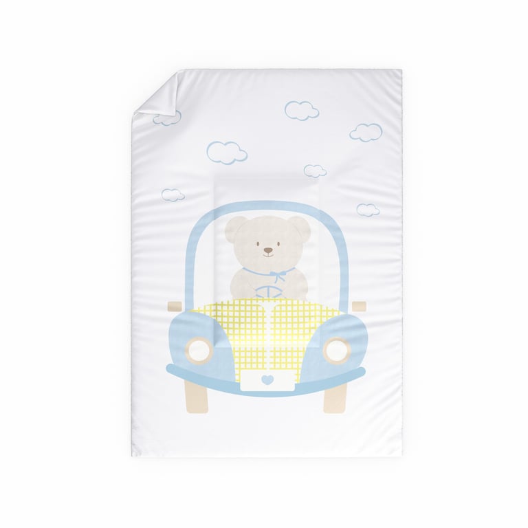Edredom de Berço Ursinho Carrinho Azul