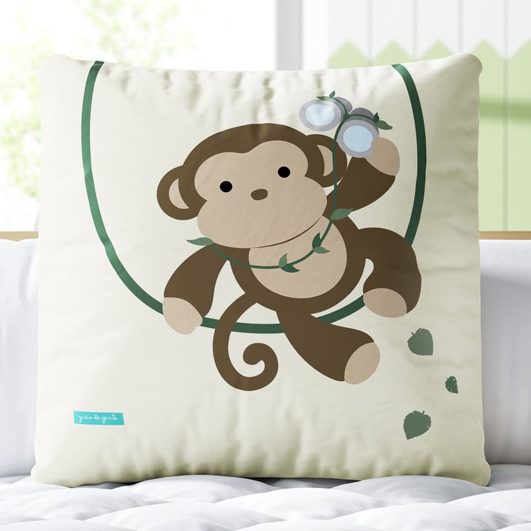 Almofada Quadrada Aventura Safári Macaco 30cm
