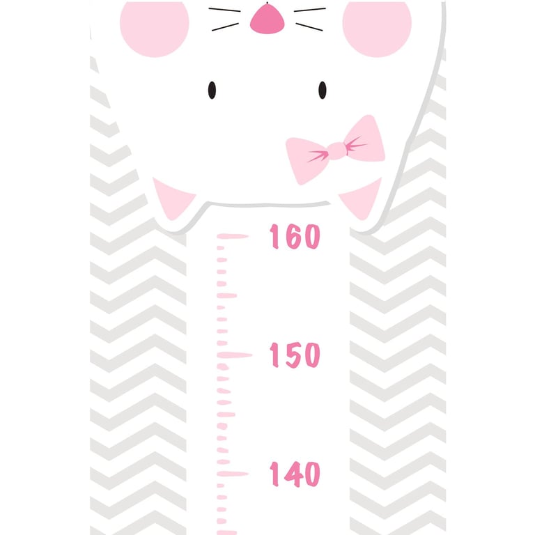 Adesivo de Parede Régua Amiguinhas Gatinha e Cachorrinha Rosa 1,60m