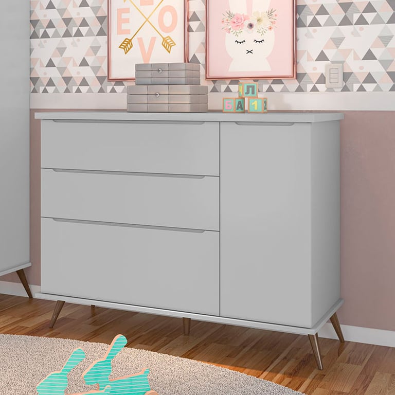 Cômoda Infantil Branco com Porta Melinda